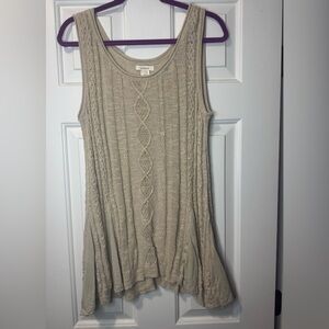 Boho bohemian Sundance Tan Linen Blend Sweater Knit Tank